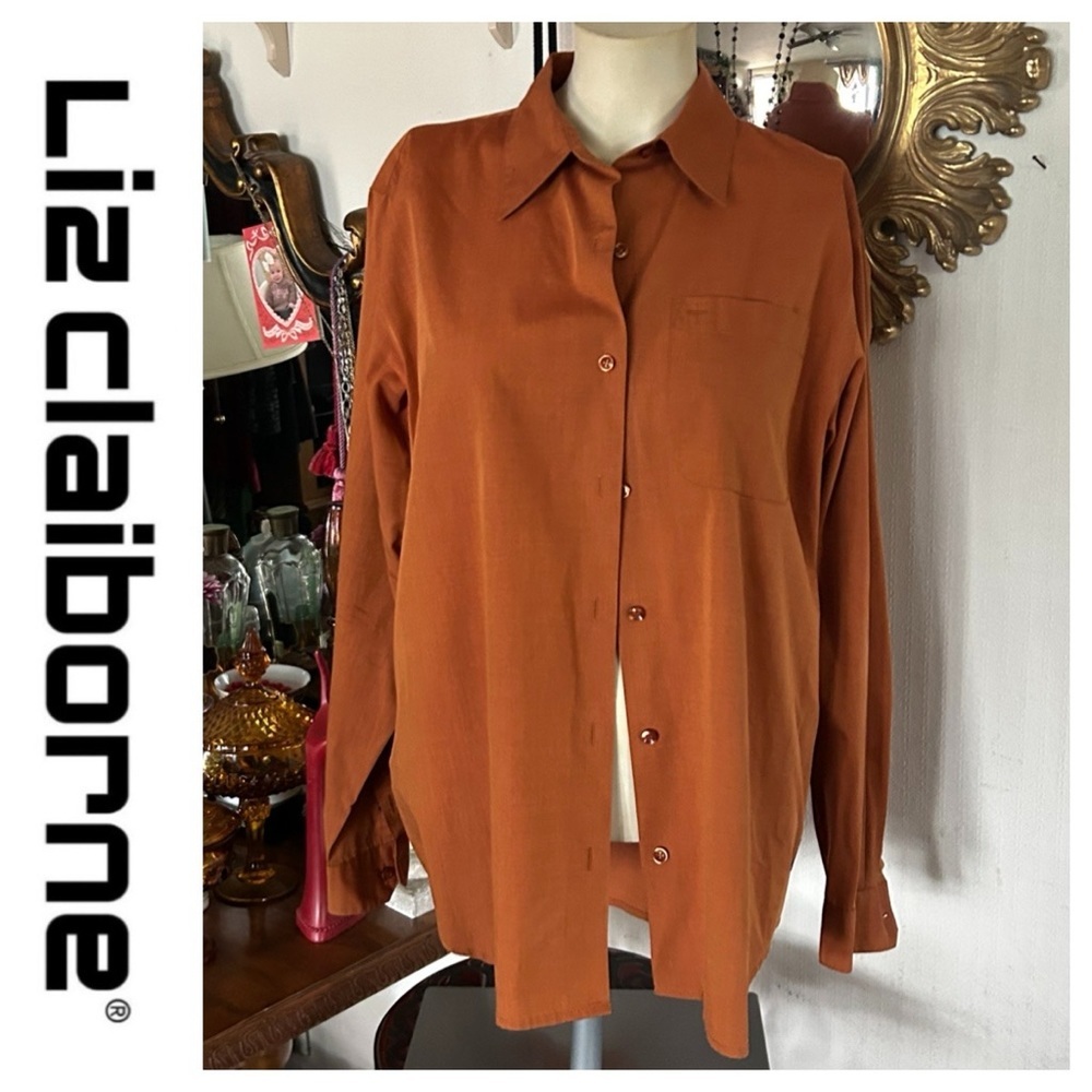Rust Stretch Button-Up Collared Shirt - Picture 2 of 6